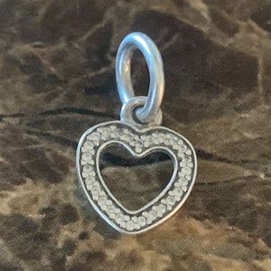 Authentic RETIRED Pandora Symbol of Love Dangle Charm S925 ALE Cubic Zirconia